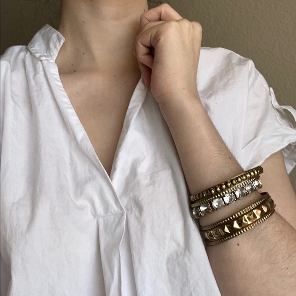 Gold // Bronze and Rhinestone Bangles, Set of 6 🤎